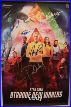 Signed Poster Star Trek Strange New Worlds 11x17 Jess Bush, Ethan Peck + COA