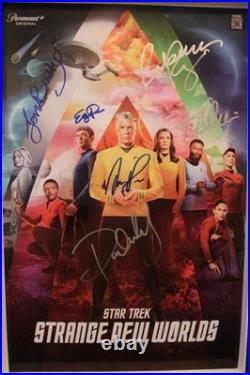 Signed Poster Star Trek Strange New Worlds 11x17 Jess Bush, Ethan Peck + COA