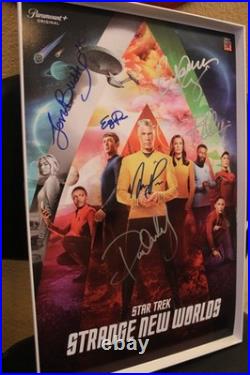 Signed Poster Star Trek Strange New Worlds 11x17 Jess Bush, Ethan Peck + COA