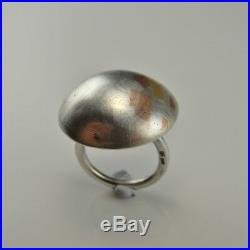Space Age Mid Century Dome Ring Silver Artisan Star Trek Modernist Chunky Big