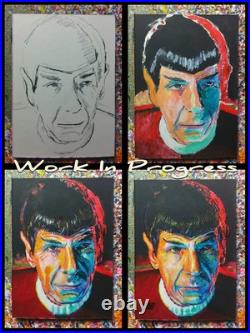 Spock Star Trek Nimoy Sketch Card Original Painted ACEO By Gavin Hunt