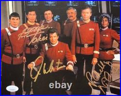 Star Trek 0riginal Cast Signed 8x10 By Shatner, Takei & Nicholes JSA Certified