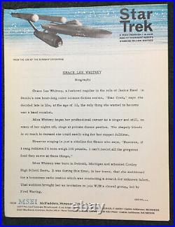 Star Trek 1966 Original 2-page Grace Lee Whitney Biography! Nbc-tv Press Release
