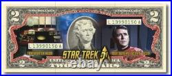 Star Trek 50th Anniversary $2 Dollar Bill Colourized Notes BRAND NEW IN WALLETS