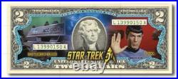 Star Trek 50th Anniversary $2 Dollar Bill Colourized Notes BRAND NEW IN WALLETS