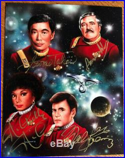 Star Trek Autographed Photo PSA/DNA COA 4 Signatures Doohan, Koenig, Nichols, Takei