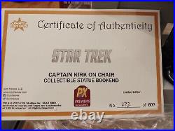 Star Trek Captain Kirk Command Chair Statue Figure Bookend Holder set