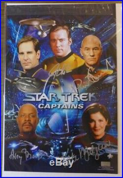 Star Trek Captains -autographed 10x15 Poster Signed By 4- Shatner, Stewart Ca Coa