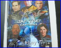 Star Trek Captians-autographed 10x15 Photo Shatner, Stewart, Mulgrew, Brooks Ca Coa