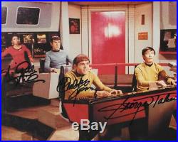 Star Trek Cast Signed 8x10 George Takei, Walter Koenig, Nichelle Nichols Bas Loa