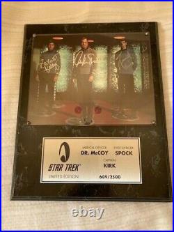 Star Trek Limited Edition Plaque Signed Autographed by Shatner, Nimoy & Kelly