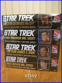 Star Trek Lot of 4 AMT Ertl Vinyl Model Kits Kirk Mr Spock Mr Scott McCoy NIB