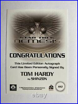 Star Trek Nemesis Tom Hardy Shinzon Autograph Eddie Brock Venom Bane Auto Card