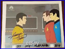 Star Trek Original Production Animation Cel SIGNED by George Takei with SEAL