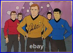 Star Trek Original Production Cel-Kirk, Spok, Scotty, McCoy, Sulu Signed By Shatner