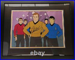 Star Trek Original Production Cel-Kirk, Spok, Scotty, McCoy, Sulu Signed By Shatner