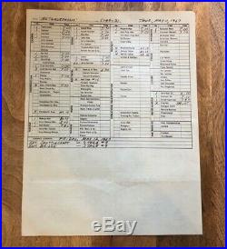 Star Trek Original Series Handwritten Call Sheet Metamorphosis Shatner Nimoy