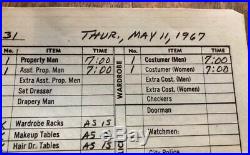 Star Trek Original Series Handwritten Call Sheet Metamorphosis Shatner Nimoy