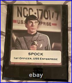 Star Trek Original Series Leonard Nimoy Signed 8 X 10 Photo Plaque of Spock