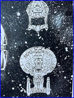 Star Trek Ships Original Fan Art 11 x 17 Ink Drawing Deep Space Nine and Star