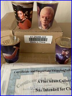 Star Trek Shot Glass Collection Display Case & 28 Shot Glasses