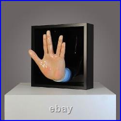 Star Trek Spok Hand Sculpture Sci-Fi Movie Fan-Art Modern Design Framed Signed