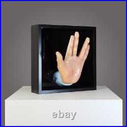 Star Trek Spok Hand Sculpture Sci-Fi Movie Fan-Art Modern Design Framed Signed