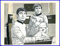 Star Trek Sulu and Chekov Origin Pen and Ink Published Art Signed by Bill Eubank