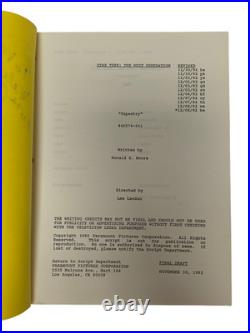 Star Trek The Next Generation Tapestry Original Script 1992 Signed Majel Barrett