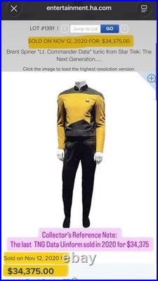 Star Trek Tng Screen-used Lieutenant Commander Data Starfleet Uniform