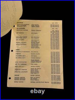 Star Trek VI 1991 Paramount Crew List Leonard Nimoy Greg Jein Film Rare Script Star Trek VI 1991 Paramount Crew List Leonard Nimoy Greg Jein Film Rare Script