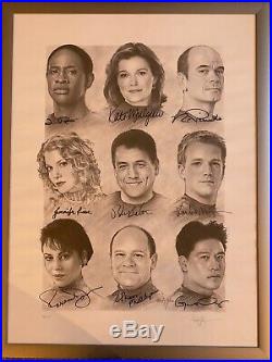 Star Trek Voyager Cast Bleistiftzeichnung Lithographie Original Autogramm