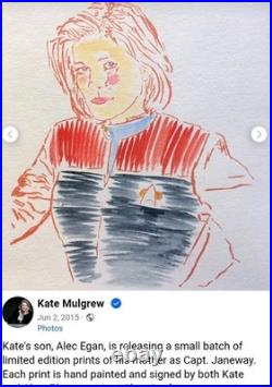 Star Trek Voyager Kate Mulgrew Original Art SIGNED by KM & Alec Egan 2015 FRAMED