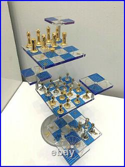 Very Rare Boxed Original Franklin Mint Star Trek 3D Tri-dimentional Chess Set