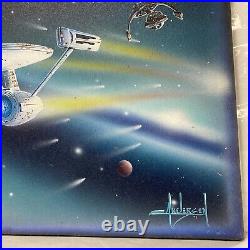 Vintage Claus Andersen Original Sci Fi Painting Star Trek Star Ship Signed 1993