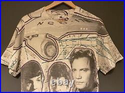 Vintage STAR TREK ALL OVER PRINT T Shirt 1992 ENTERPRISE M/L Single Stitch