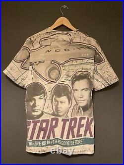 Vintage STAR TREK ALL OVER PRINT T Shirt 1992 ENTERPRISE M/L Single Stitch