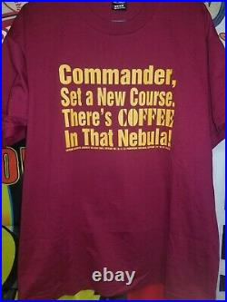 Vintage Star Trek Voyager Kathryn Janeway Coffee Nebula T-shirt Men's sz XL 1995