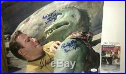 William Shatner & Bobby Clark Star Trek Gorn Signed 11x14 Photo Jsa Coa +proof