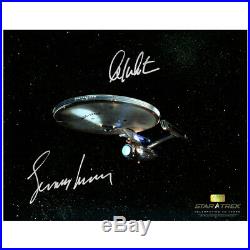 William Shatner, Leonard Nimoy Autographed Star Trek USS Enterprise 11x14 Photo