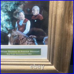 William Shatner Patrick Stewart Framed Signed card Star Trek TOS TNG Picard 1994