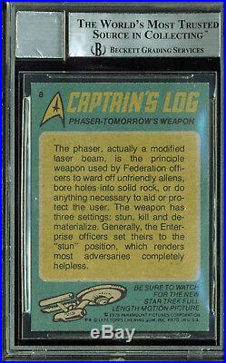 William Shatner Signed 1976 Star Trek #8 Card Auto Graded Gem 10! BAS Slabbed