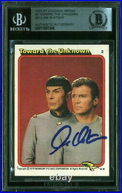 William Shatner Signed 1979 Star Trek #2 Toward The Unknown Card BAS Slabbed