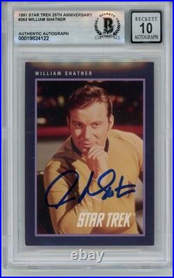 William Shatner Signed'91 Impel Star Trek 25th Anni 263 10auto Card BAS 57135